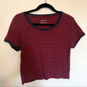 Red & Blue Striped Baby Tee